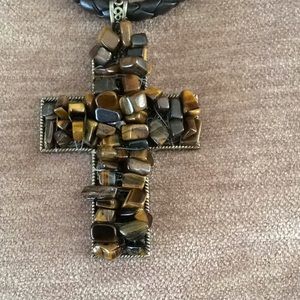 Cross and Leather Choker